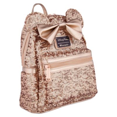 SHOPDISNEY OFFICIEL Loungefly Mini sac à dos Minnie rose à sequins dorés,