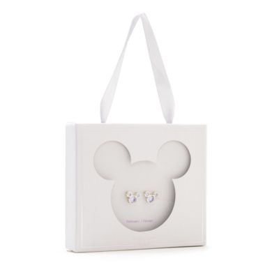 SHOPDISNEY OFFICIEL Clous d'oreilles Mickey avec pierre de février,