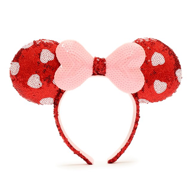 Walt Disney World diadema con orejas y lentejuelas rosas y rojas Minnie Mouse para adultos