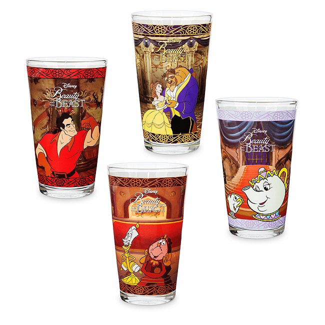 Disney Store Lot de 4 verres La Belle et la Bête, Oh My Disney