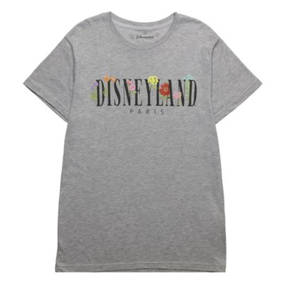 SHOPDISNEY OFFICIEL Disneyland Paris T-shirt World Flowers gris pour adultes, 2100181, taille M
