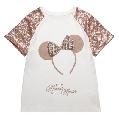 SHOPDISNEY OFFICIEL Disneyland Paris T-shirt Minnie bandeau rose doré pour adultes, 2100179, taille ADLT SMALL